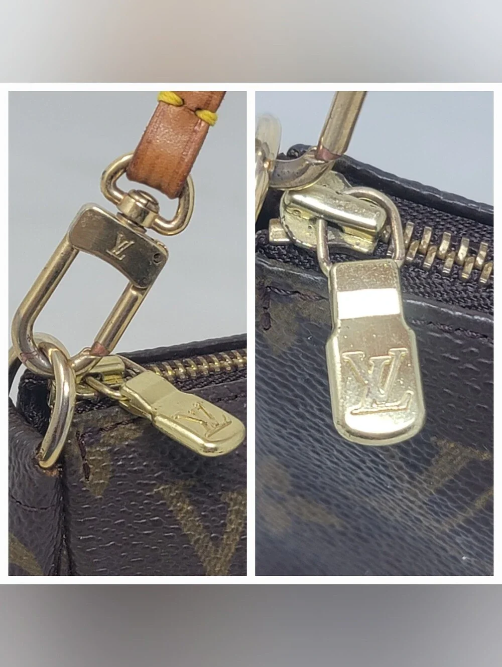 Louis Vuitton Pochette Accessoires Monogram Canvas Clutch Hand Bag Vintage Auth